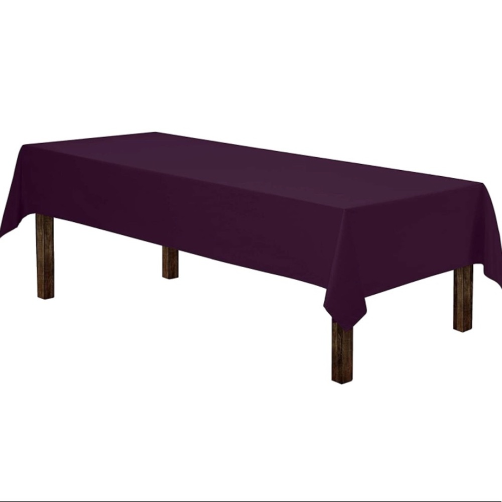 Rectangle Tablecloth 6 foot table Dark purple eggplant Washable Polyester